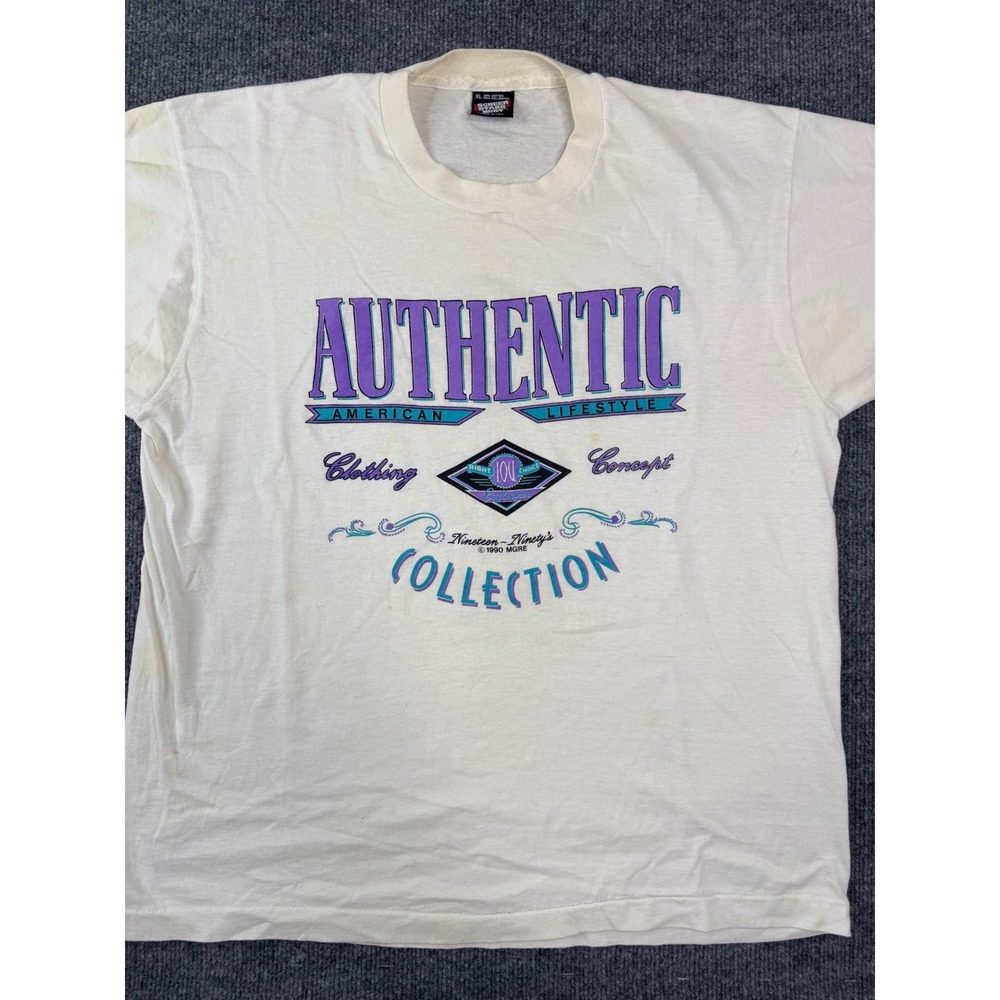 Vintage 90s Screen Stars T Shirt XL White Authentic American Lifestyle Graphic